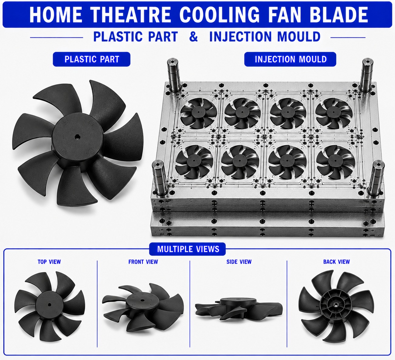 Home Theatre Plastic Cooling Fan Mould and Moulding Service